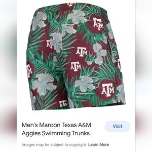 NWOT Mens Texas A & M Colosseum Maroon Tropical Swim Trunks Size XLarge
